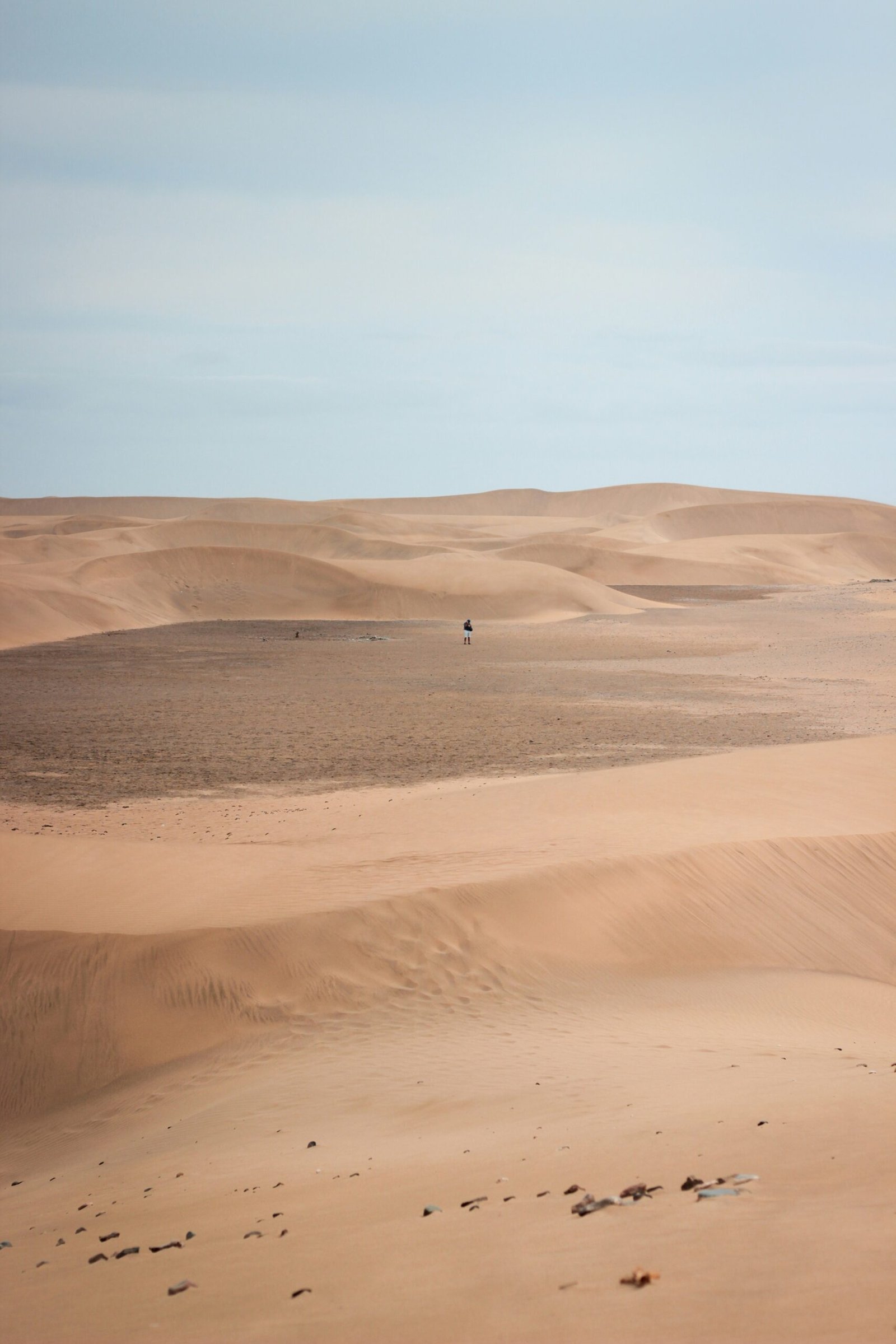 a person walking in the desert